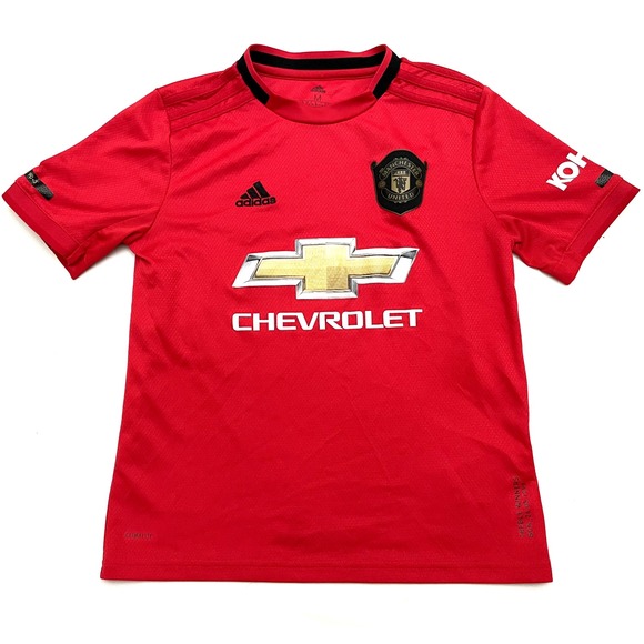 Manchester United 2019 Adidas Soccer Jersey Kids M Treble Winners Rubber Patch - Picture 1 of 12